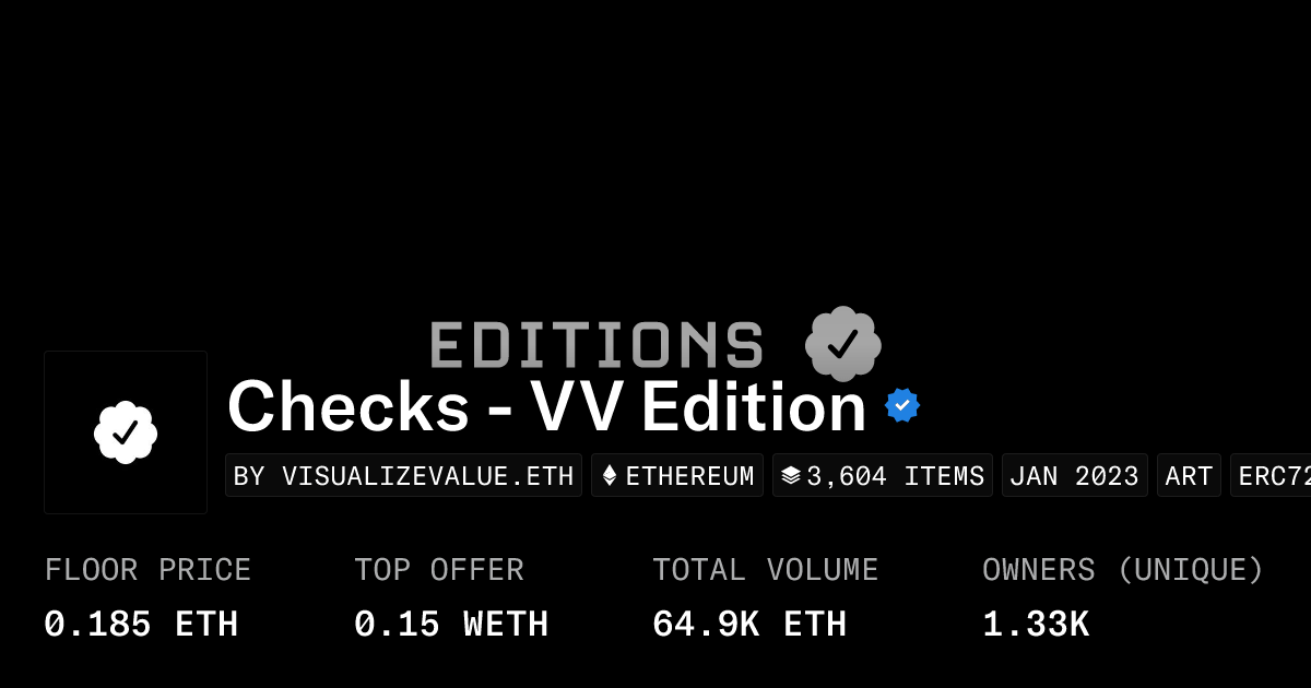 Checks Vv Edition Collection Opensea