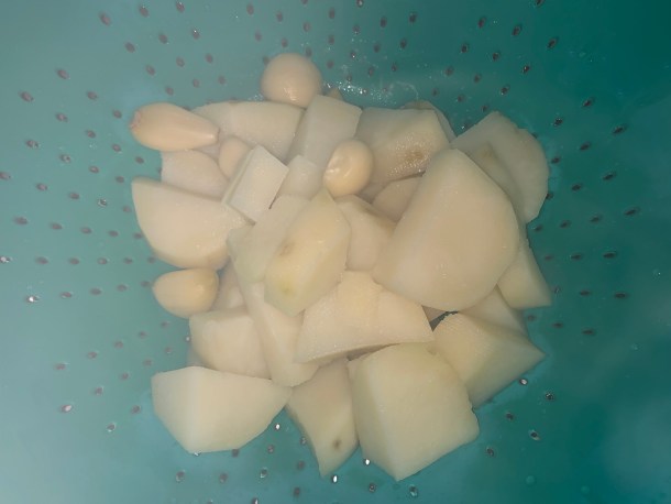 Straining the ingredients.