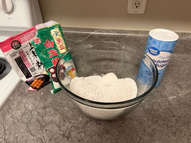Cooking Eorzea | Mixing the dry ingredients together.