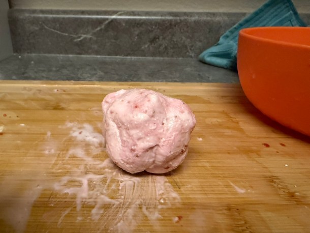 Cooking Eorzea | Finished strawberry dough ball.