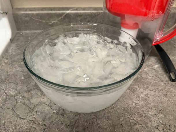 Bowl of ice water.