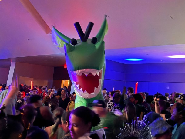 Inflatable dragon at the dance on Oneside Wednesday.