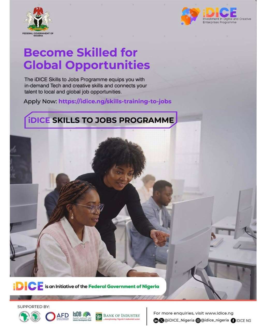 iDICE Skills Training to Jobs Programme 2026: 300,000 Free Training Opportunities for Nigerian Youth