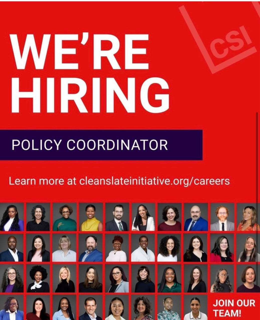 Clean Slate Initiative Policy Coordinator Job 2026 | Apply for Remote Policy Position in the USA