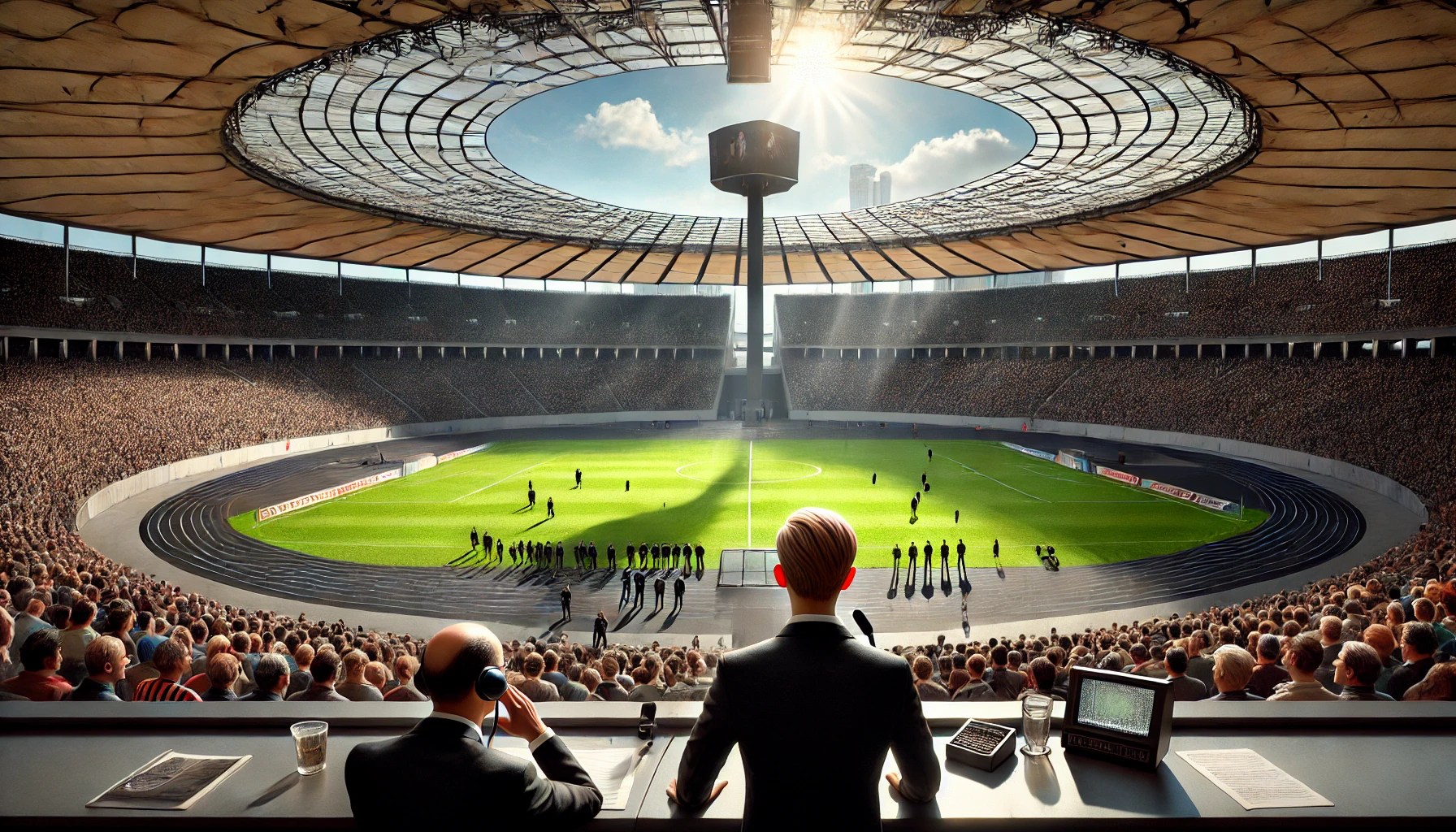 Fußballkommentator spricht im Parlament