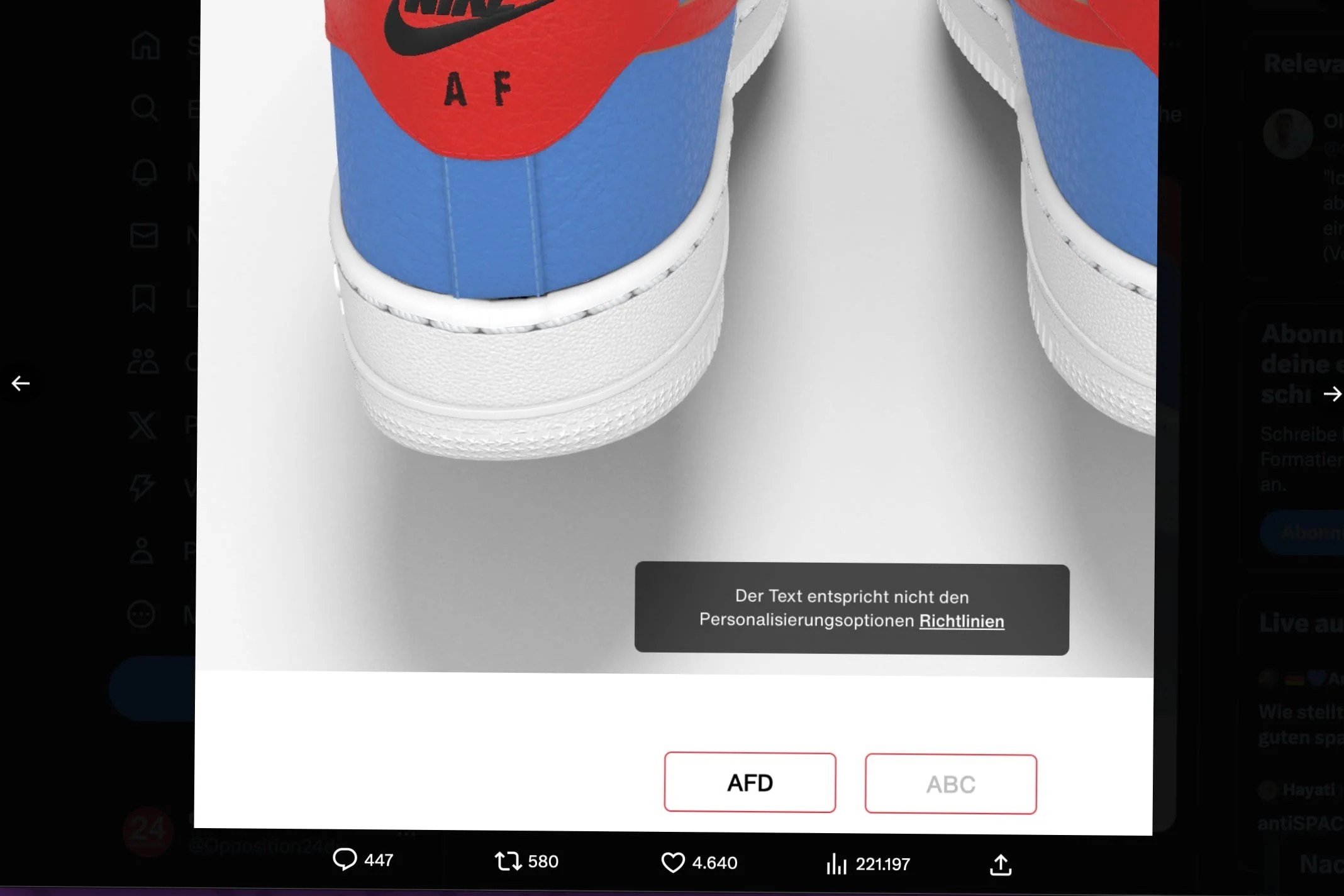 Nike sabotiert AfD-Schriftzüge