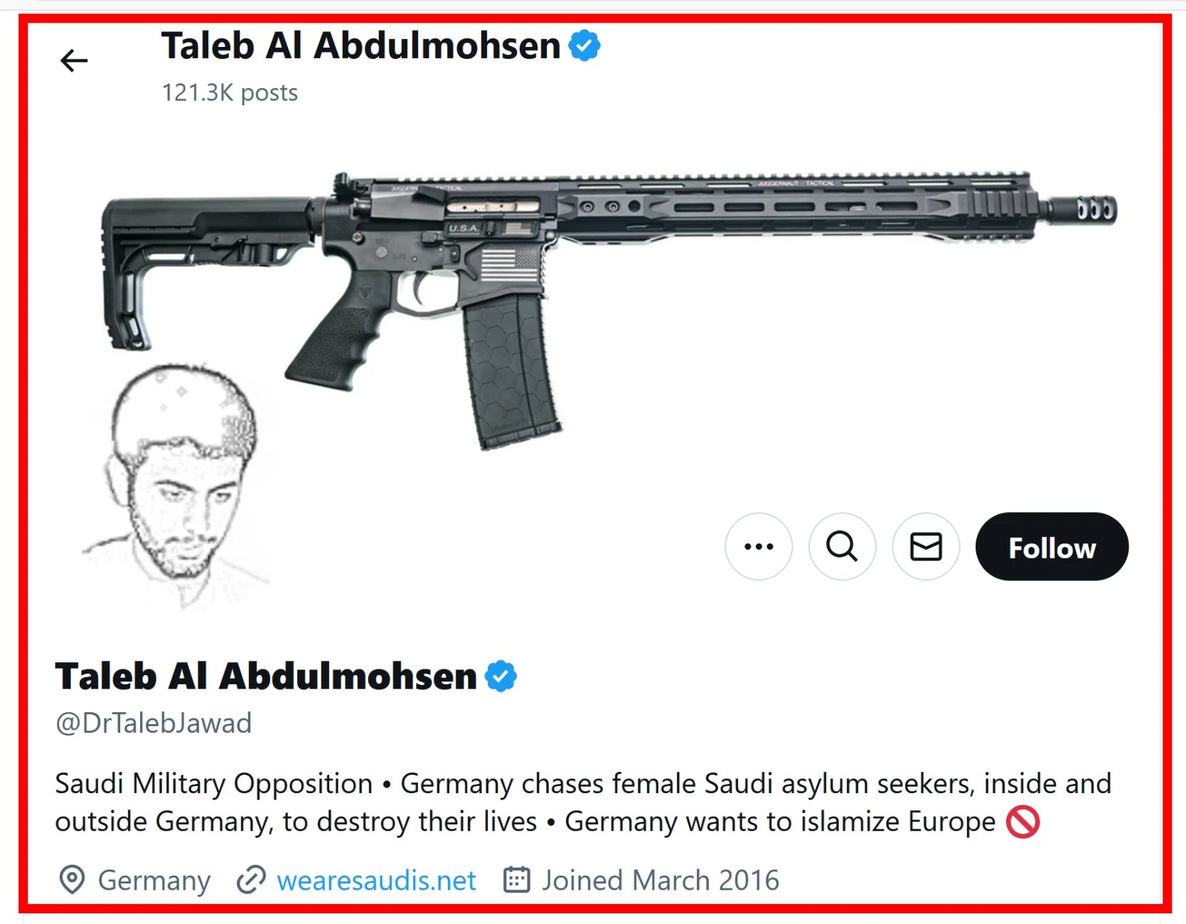 Sturmgewehr als Logo: Keine Reaktion. Aber Deutschland als „Heimat“ bezeichnet — Polizeieinsatz gegen Kind
