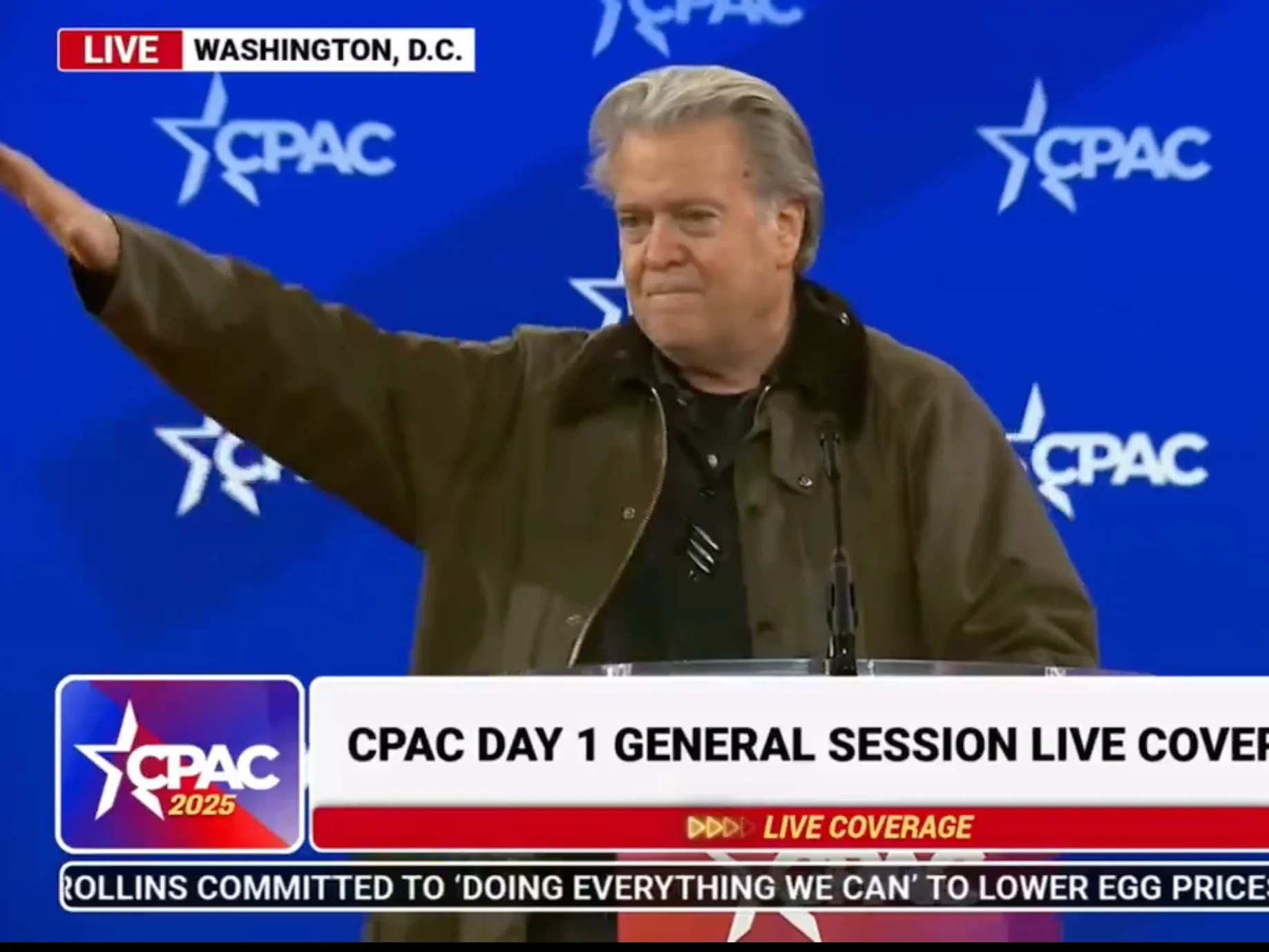 Bannon fordert dritte Amtszeit für Trump und soll Nazi-Gruß gezeigt haben