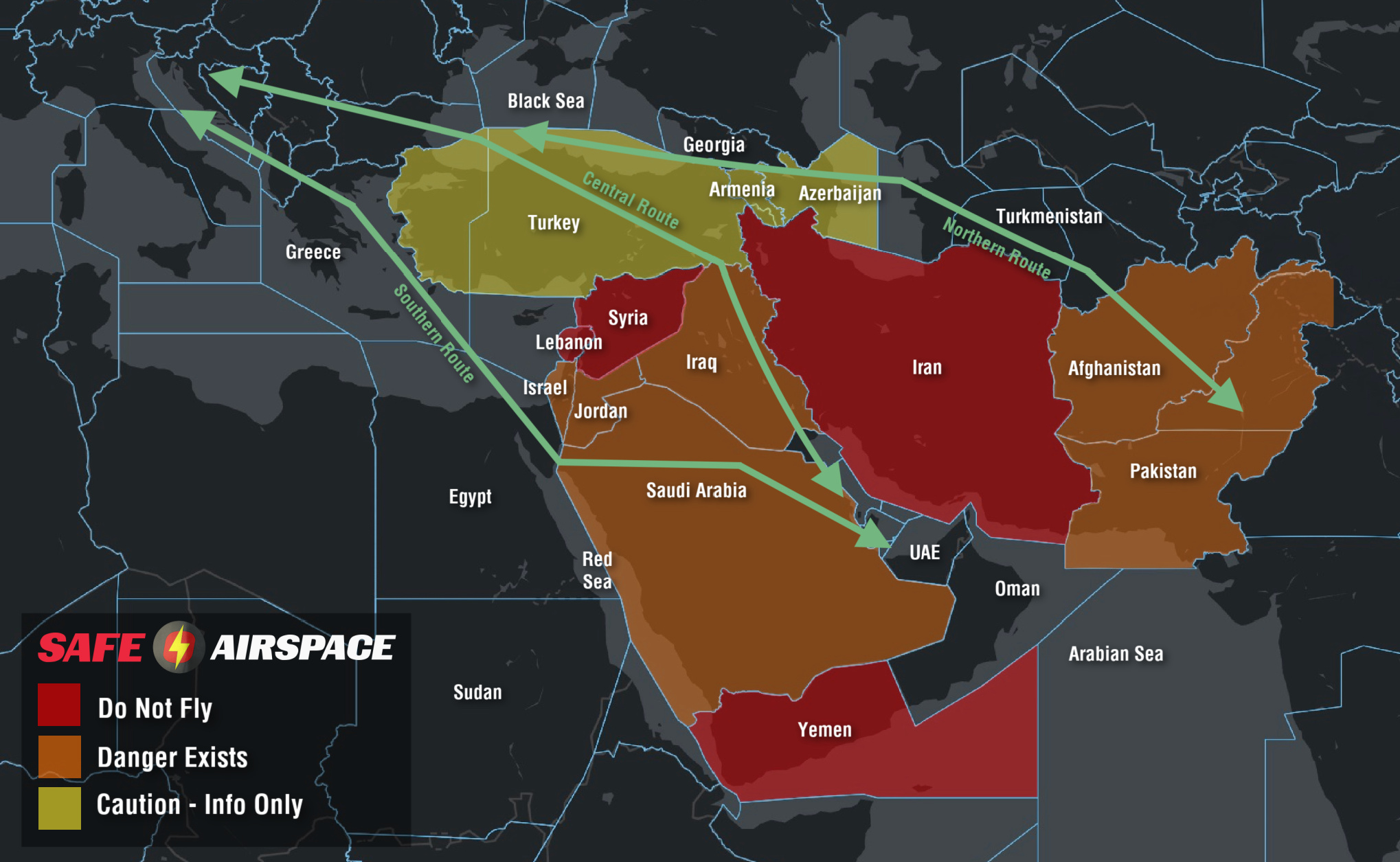 Dodging Danger The Three Routes Through The Middle East MIDEAST ROUTINGS 