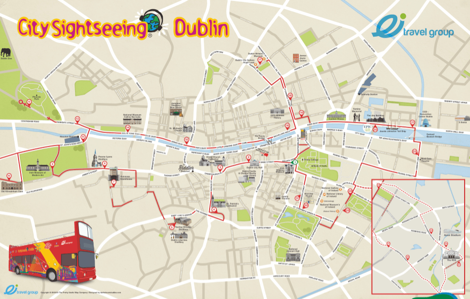 Athens hop on bus map. Dublin City Sightseeing Hop On Hop Off Tour