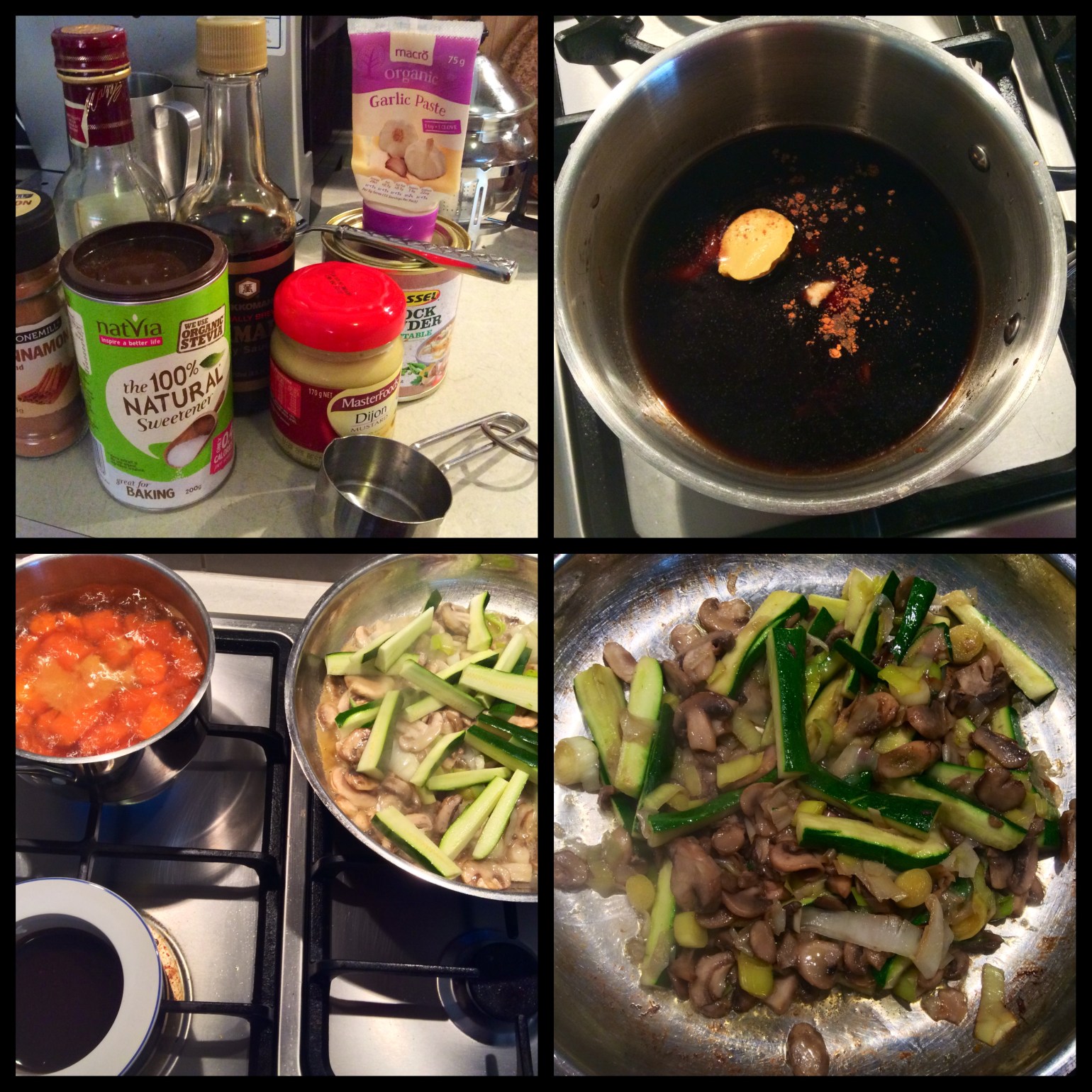 Simple carrot mash with balsamic glaze gravy and vegetables = easy