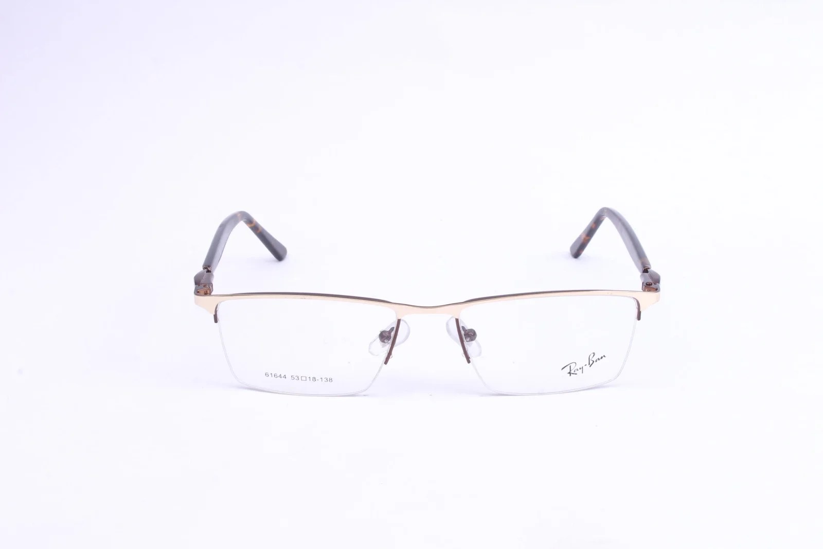 RB Half Rimless Golden Metal Eyeglasses-61644