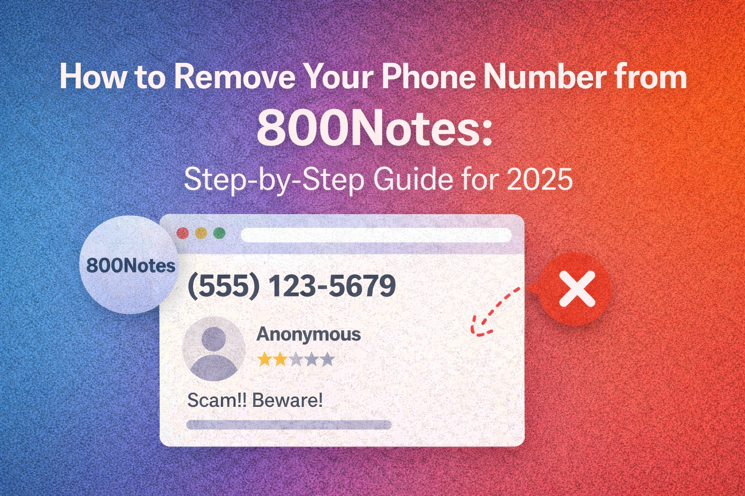 remove phone number from 800notes