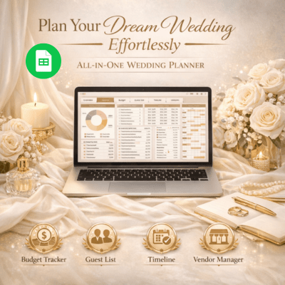 All-in-One Wedding Planner Spreadsheet Google Sheets | Budget Tracker, Guest List, RSVP & Timeline Template