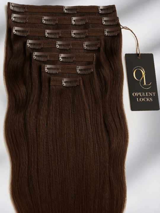 Straight Classic Clip-In Hair Extensions - Medium Brown (4), 16"