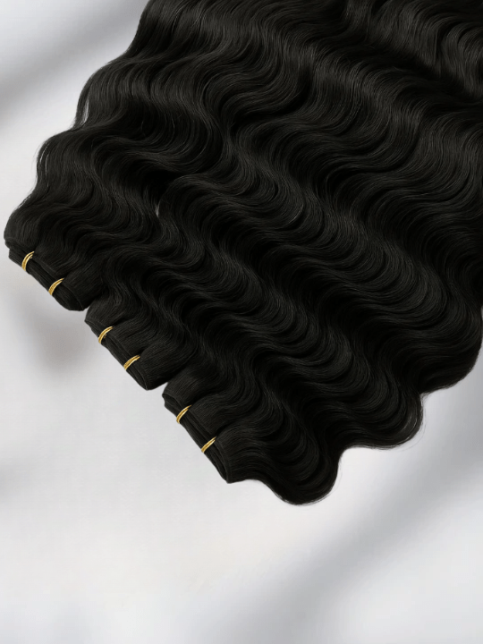 Wavy Colored Hair Machine Weft - Natural Black (1B), 24"