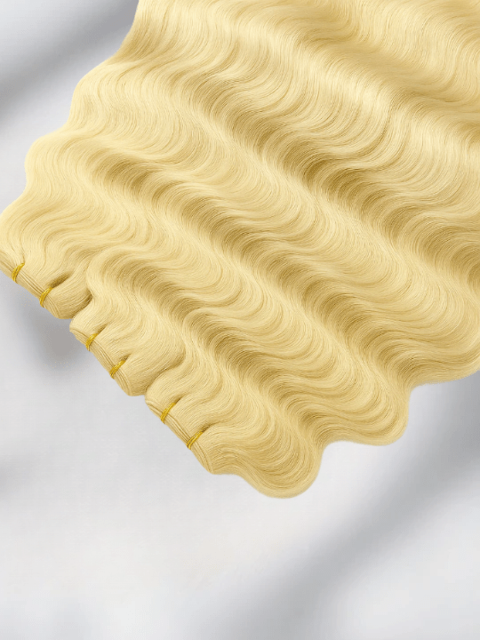 Wavy Colored Hair Machine Weft - Platinum Blonde (613), 24"