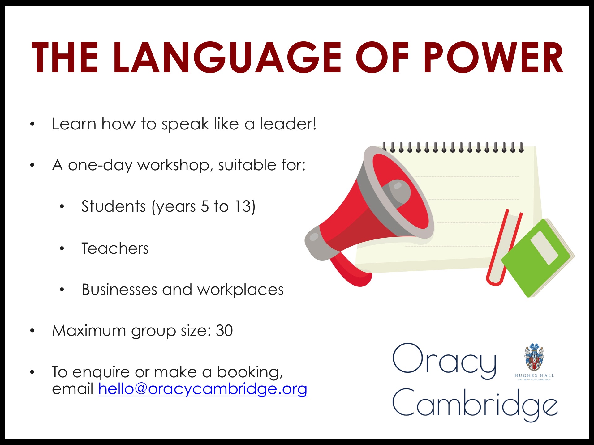 The Language of Power: a one-day workshop - ORACY CAMBRIDGE