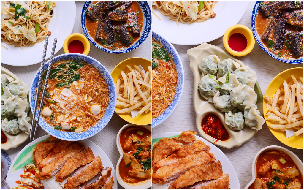 紫壁栽手作食與茶_台中中華夜市：中區三十年老茶店/懷舊沙茶雞絲麵+薄皮綠韭菜水餃銅板價必點