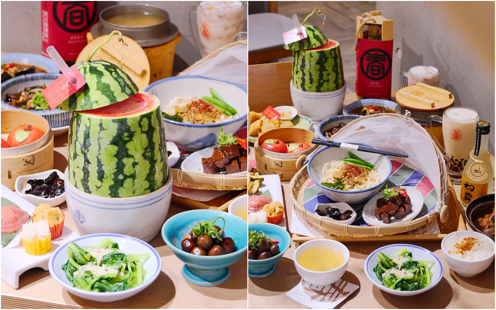 有春茶館大智店_台中飲料：大客滿懷舊茶館/消暑整顆大西瓜杏仁露必點/高麗菜乾拌麵組好吃