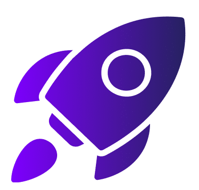 A purple rocket ship icon