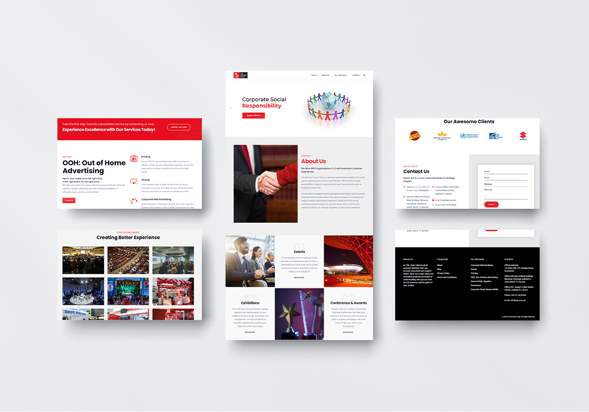 Zealth Digital Marketing website design showcasing various sections.