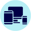 Blue icon of various digital devices