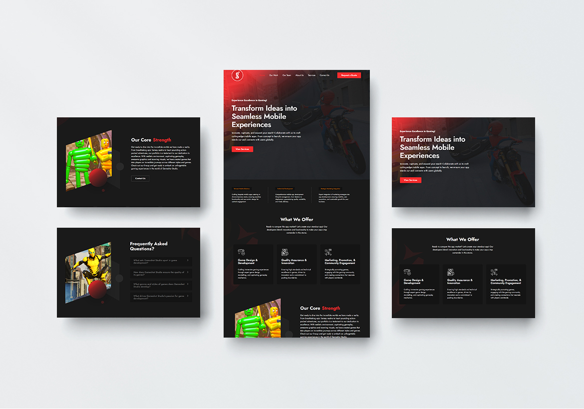 Game Studio Website Mockups