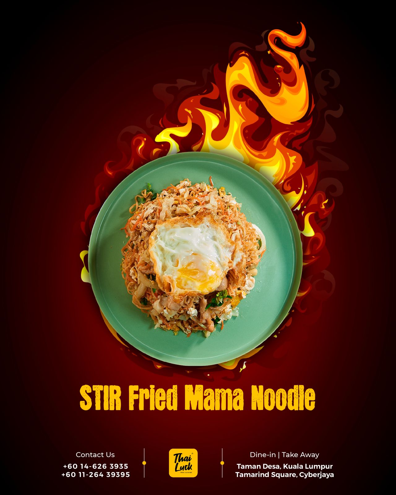 Stir Fried Mama Noodle with fried egg.