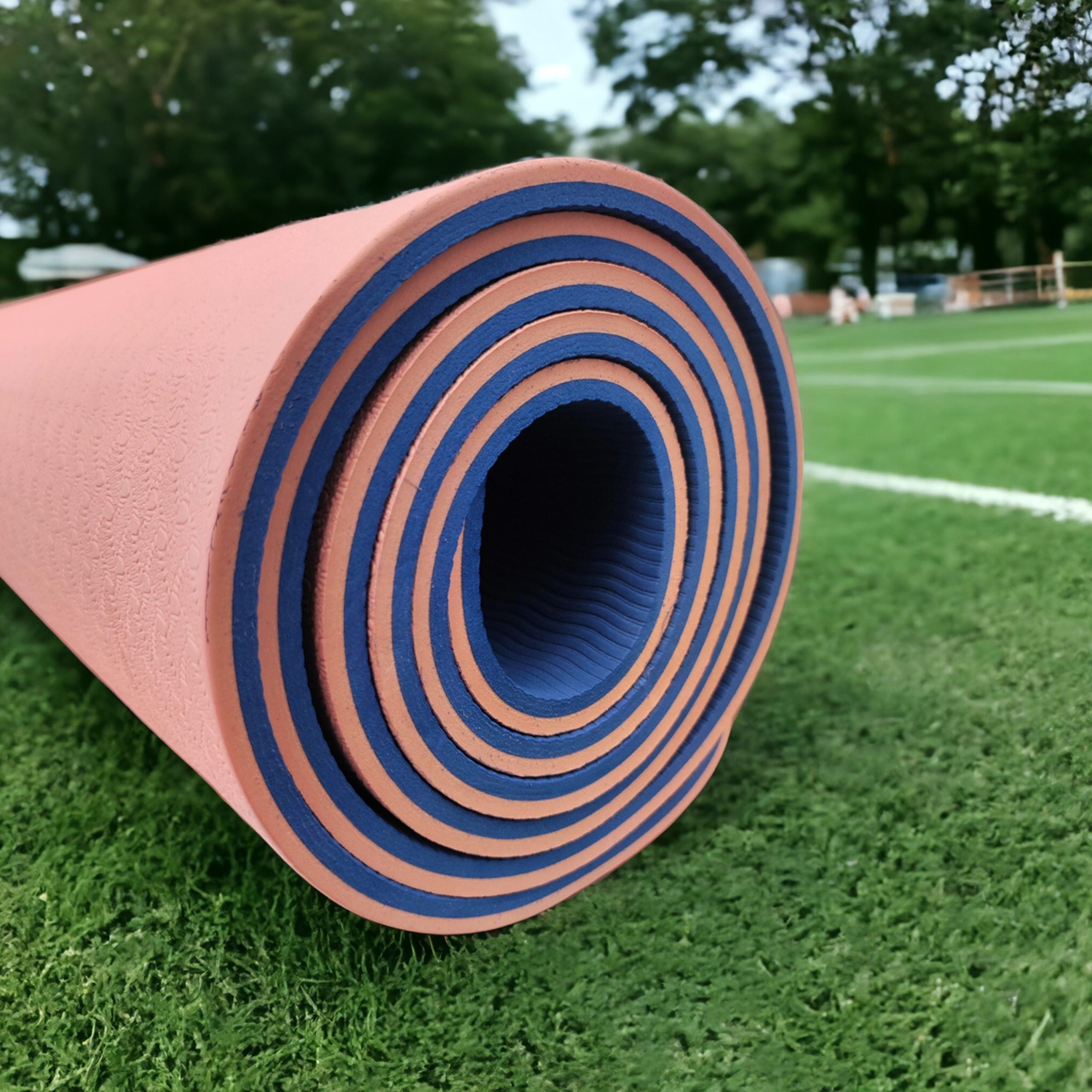 TPE Yoga Mat on the garden