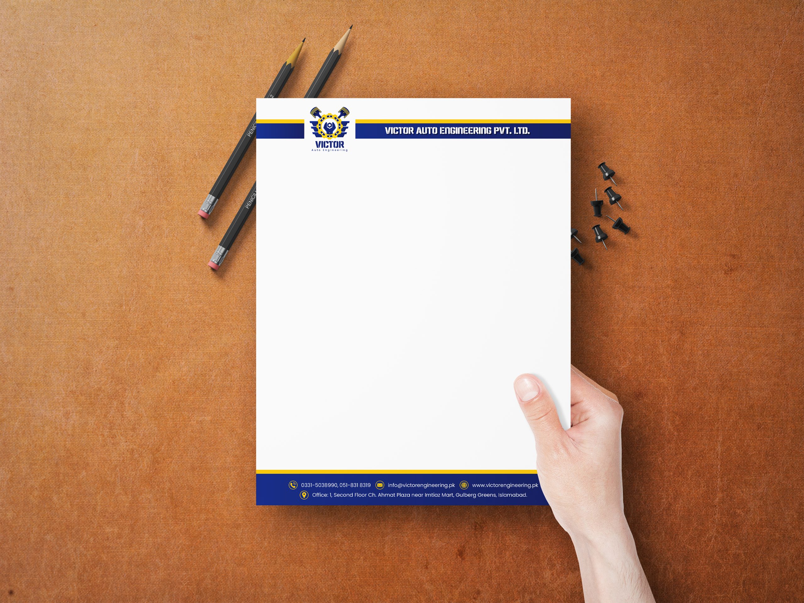 Letterhead design for Victor Auto Engineering Pvt. Ltd.