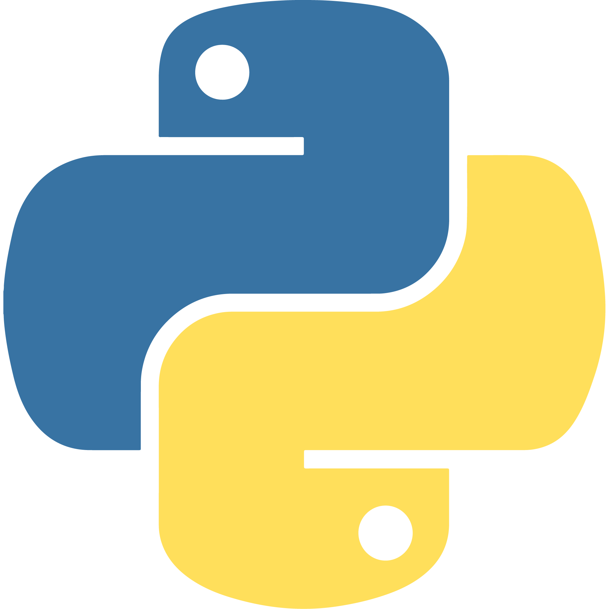 Official Python programming language logo with intertwined blue and yellow snakes
