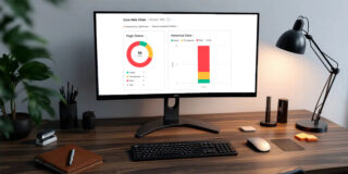 Computer monitor displaying poor Core Web Vitals performance scores