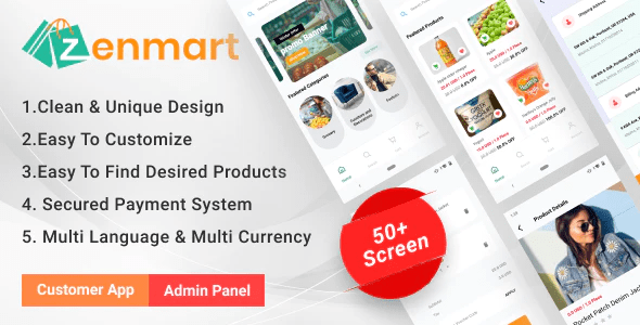 Zenmart - eCommerce Flutter Mobile App with Admin Panel Single Vendor