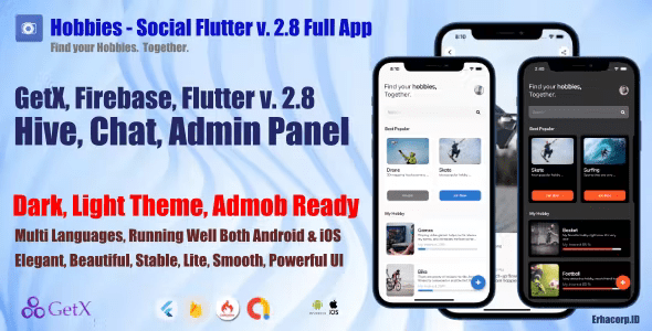 Hobbies - Social Full Flutter App With Chat | Web Admin Panel | GetX | Hive