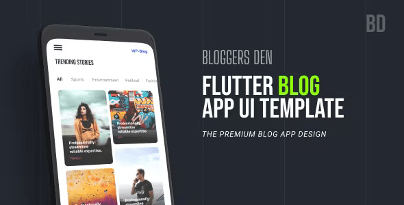 Blogging Android + iOS cross-platform frontend App template - Flutter 2 - Bloggers Den