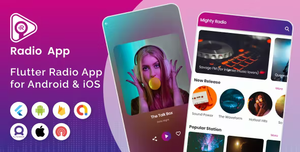 Mighty Radio - Flutter radio streaming app with php backend