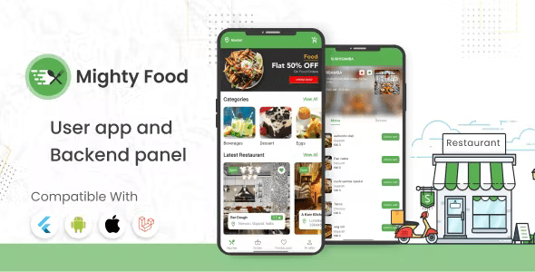 MightyFood - Flutter Online Food Ordering System with Laravel backend, Admin/Restaurant Panel & User