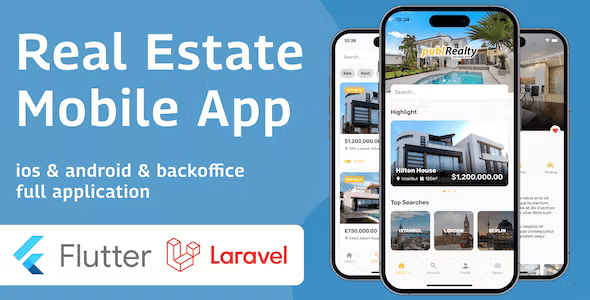 Flutter Real Estate Mobile App with Admin Panel - Flutter & Laravel 9