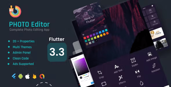 Photo Editor - Text on Photo Flutter App + Flutter Web Admin Panel