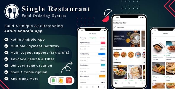 Single Restaurant - Android User & Delivery Boy Apps With Laravel Admin Panel