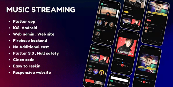4 in 1 - Music streaming complete solution, iOS, Android, Admin and website