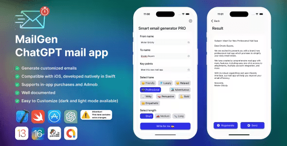 MailGen - A powerful Mail Generator iOS app based on ChatGPT and OpenAi API