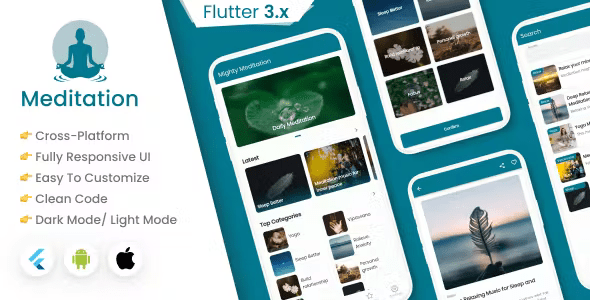 Mighty Meditation - Flutter Meditation App for Android and iOS platforms with Php Backend