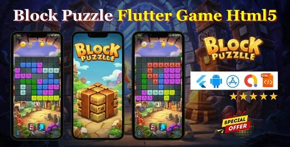 Block Puzzle Flutter Mobile Game App With HTML5 Code