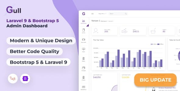 Gull - Bootstrap & Laravel Admin Dashboard Template