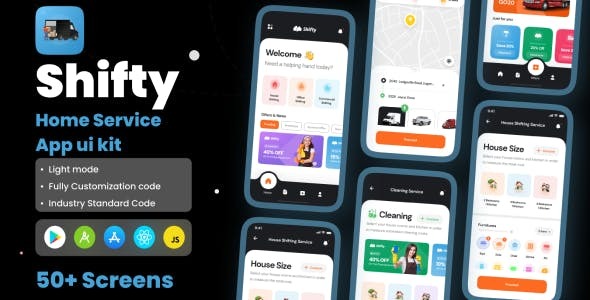 Shifty - Home Service App React Native CLI Ui Kit