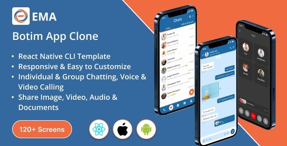 Thema - Botim App Clone | Voice and Video Calls | React Native CLI template | Android / iOS app