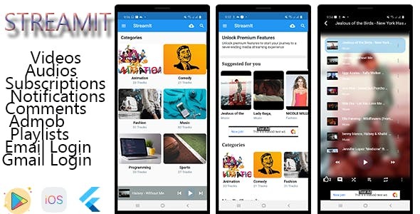 StreamIt - Audio & Video Streaming App for Android and IOS platforms