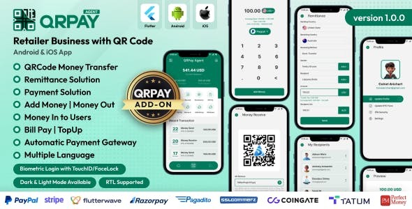 QRPay Agent - Retailer Business with QR Code Android and iOS App